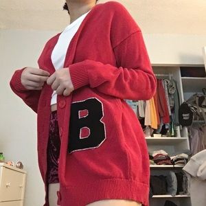 Red B varsity cardigan